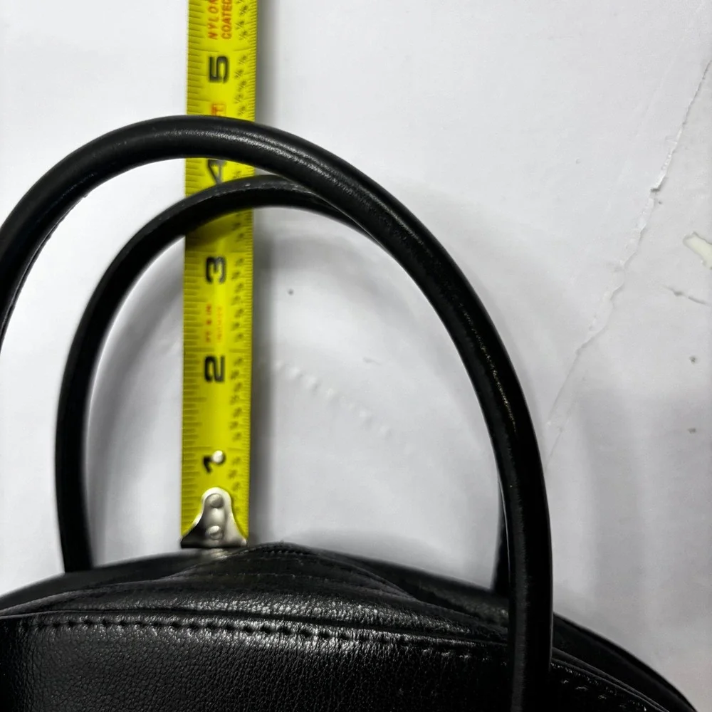 Cleo & Patek‎ Paris Black Leather Half Moon Dome Top Handle Handbag Bag